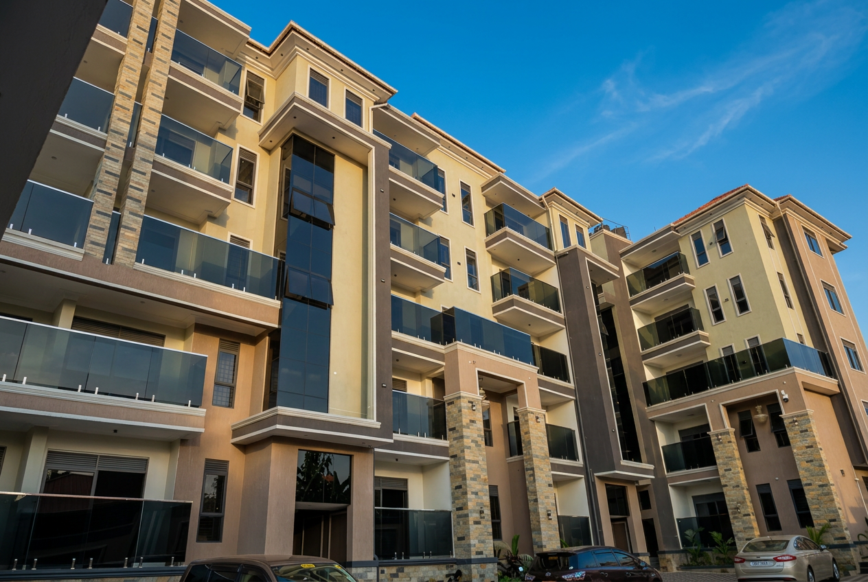 Contemporary Bryant Homes apartment residence with glass balconies